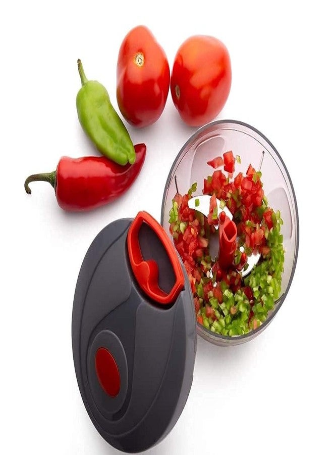 MB STAR 450ML Manual Food Chopper for Kitchen Vegetable and Fruit Cutter with Sharp Stainless Steel Blades | Hand-Pull Onion Chopper and Blender for Salad, Nuts, Herbs, Garlic and More Pack of 2, Red - Image 4